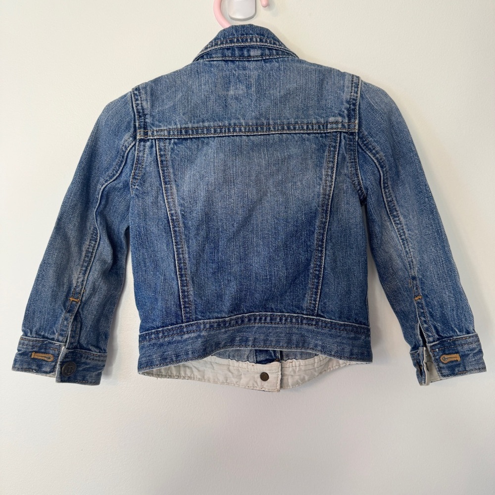 Crewcuts J.Crew Girls' Denim Jacket Medium Blue Wash Jean Coat Buttons Sz 3 - Picture 2 of 13